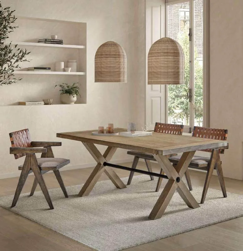 Silla de respaldo de piel teja