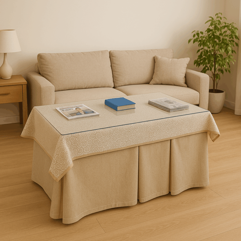 Mesa camilla completa cristal y ropa