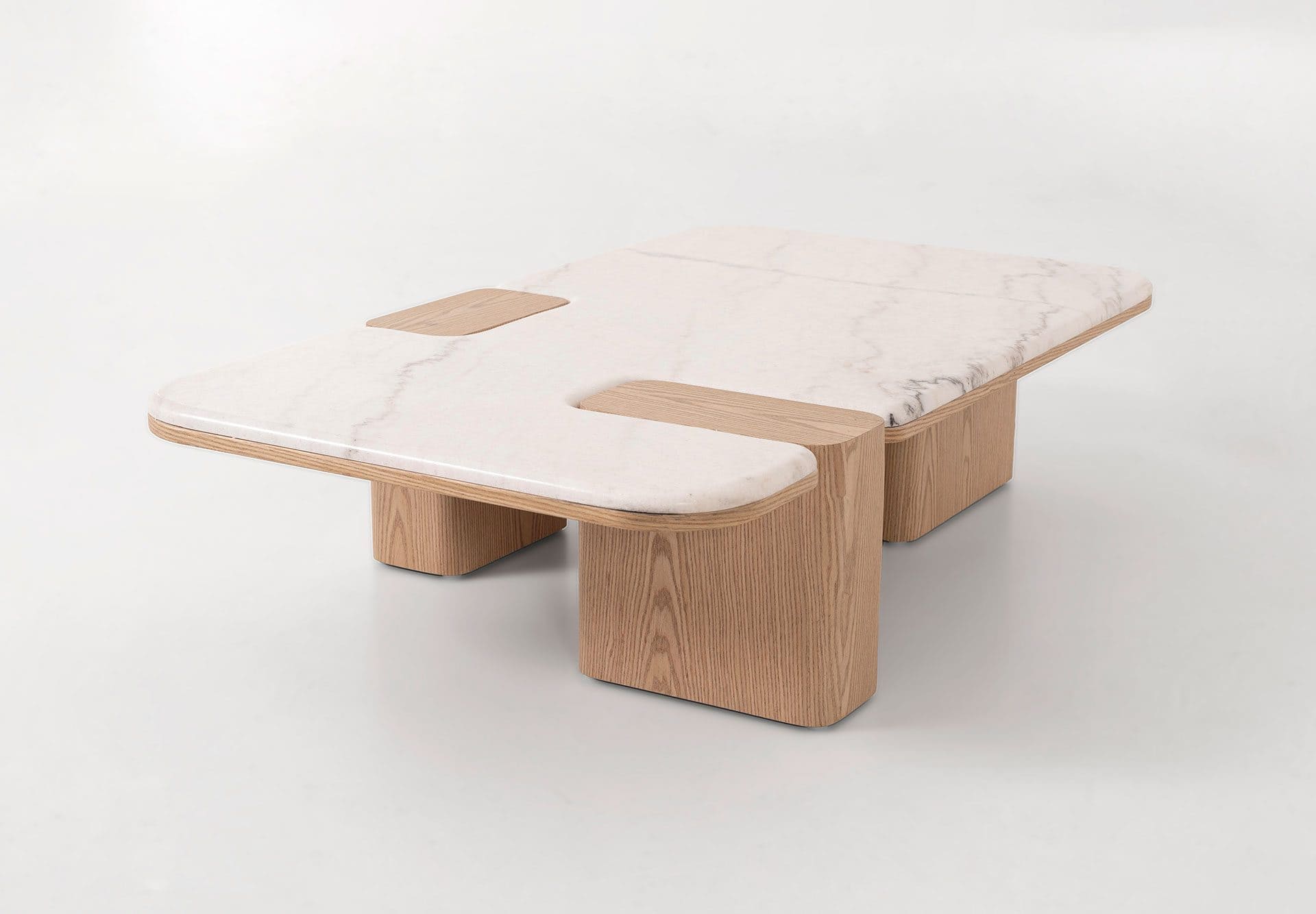 Mesa de Centro Delfos con Tapa de Mármol Blanco – Roble o Nogal - Imagen 6