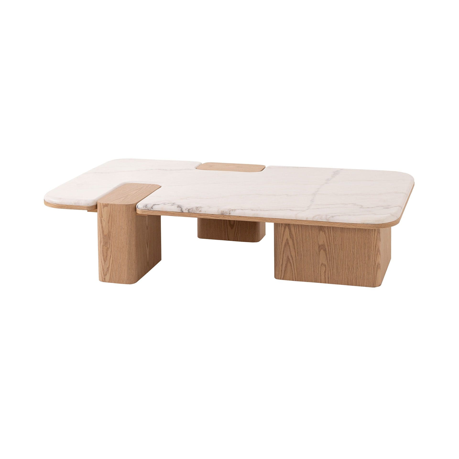 Mesa de Centro Delfos con Tapa de Mármol Blanco – Roble o Nogal - Imagen 4